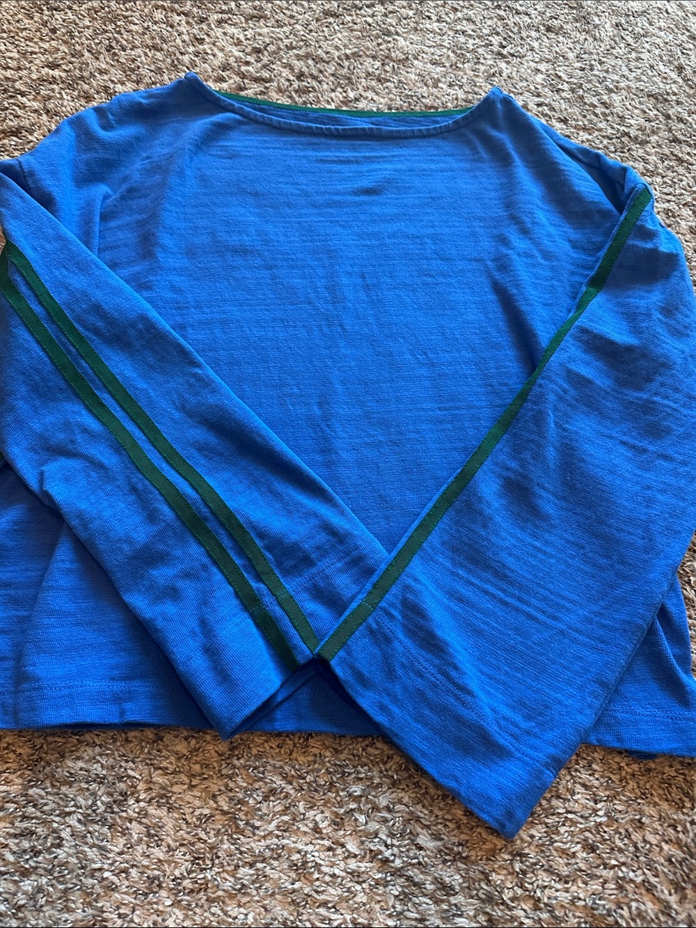 LOFT Blue Long Sleeve Top with Green Trim